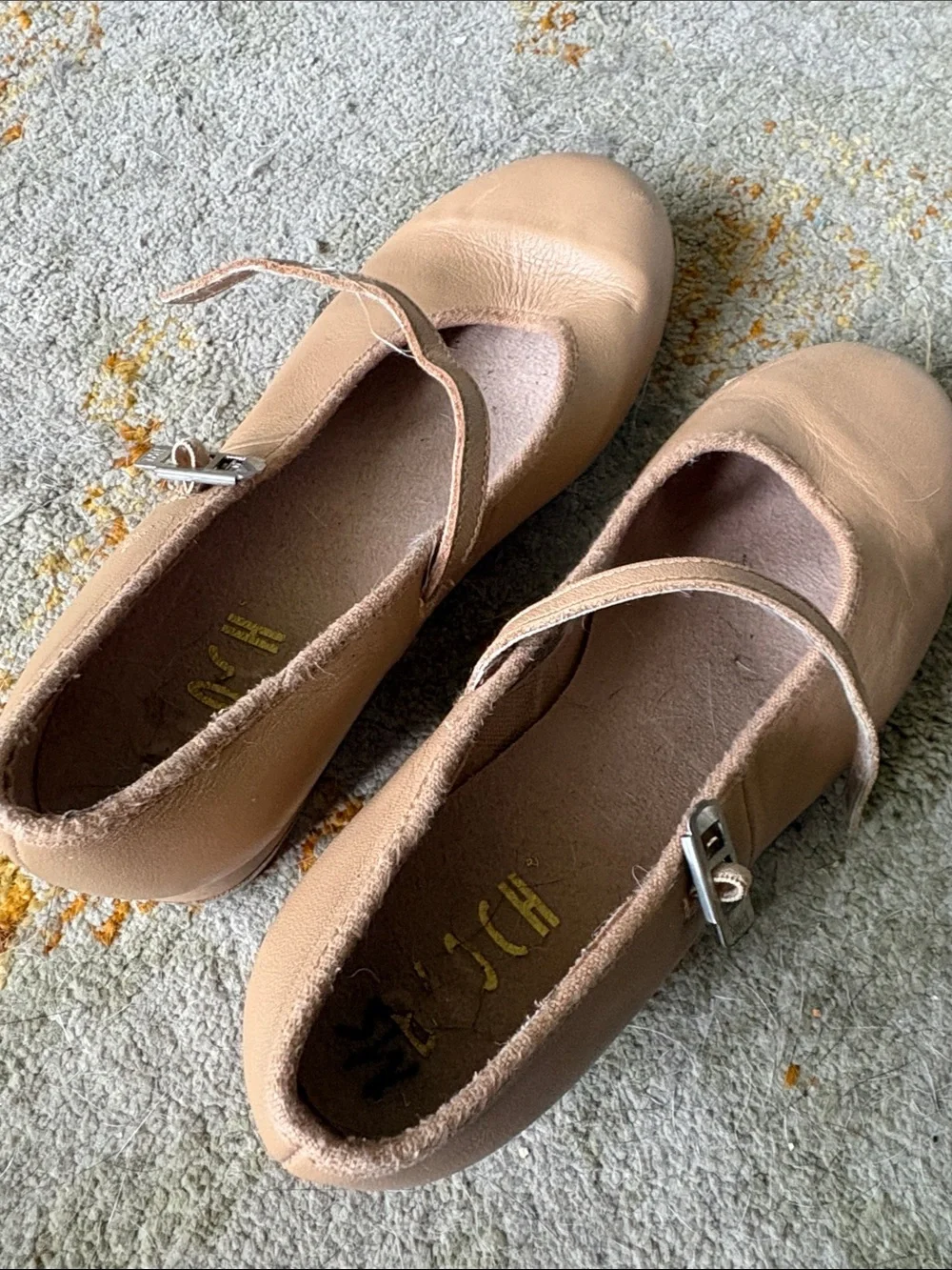 Girls Tan Mary Jane Tap Shoes with Buckle Strap
